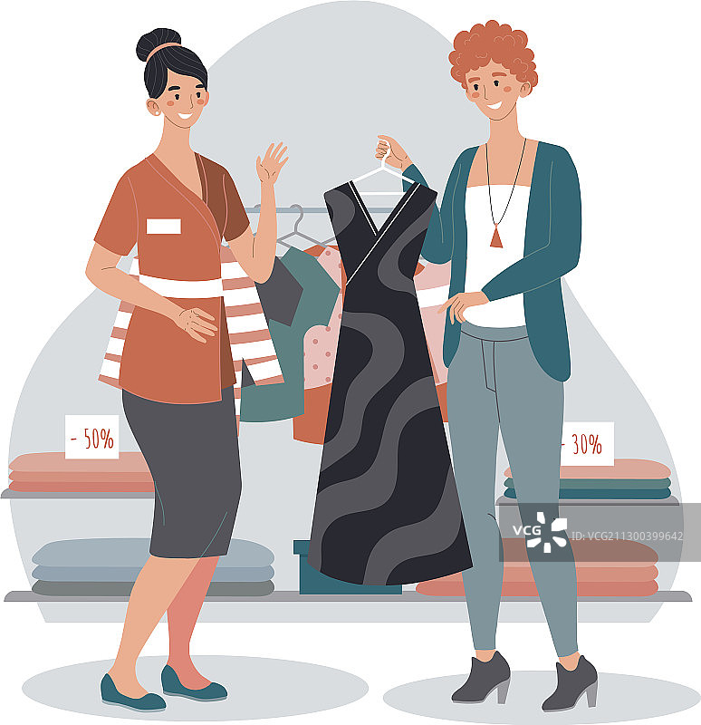 店员帮助女人选择新款时尚图片素材
