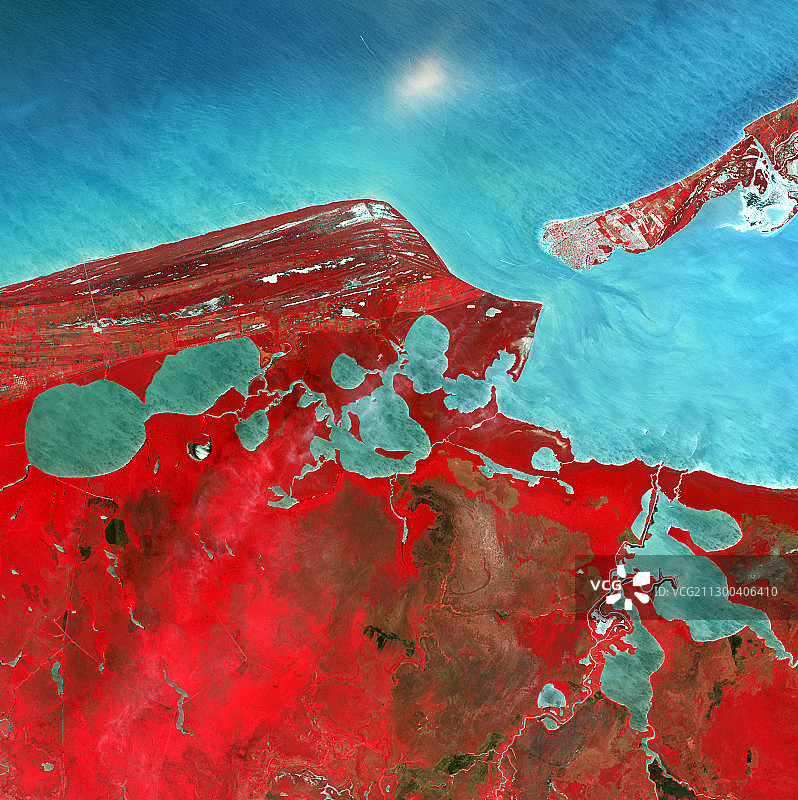 沿海泻湖卫星图像图片素材