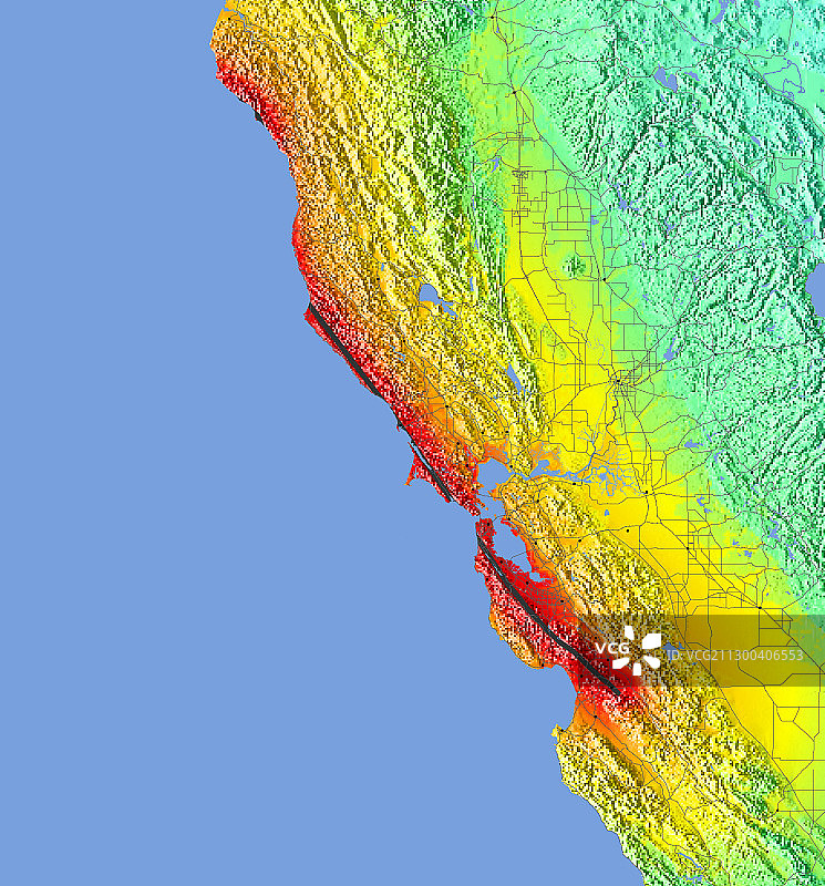 1906年旧金山地震烈度地图图片素材