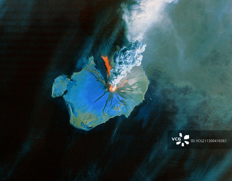 奥古斯丁火山喷发 Landsat影像图片素材