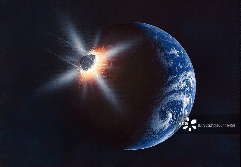 小行星撞击地球，艺术作品图片素材