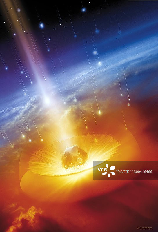 小行星撞击地球，艺术作品图片素材