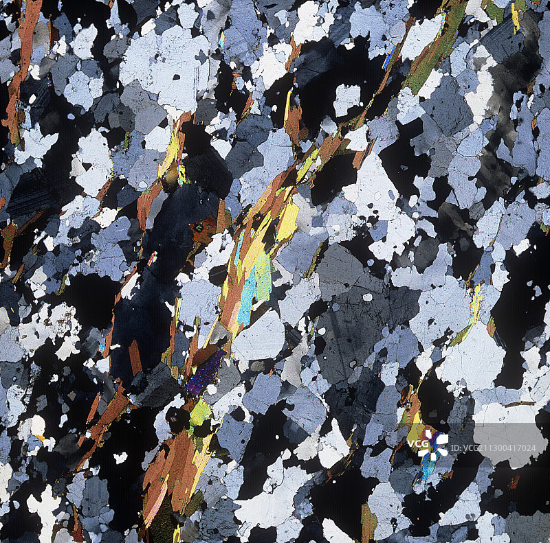 片麻岩薄片偏光显微照片图片素材