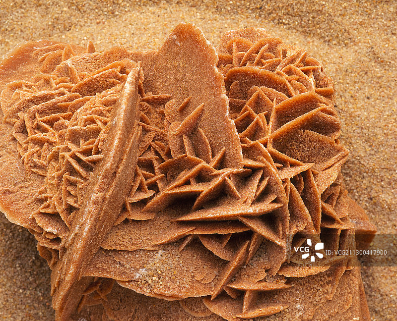 由石膏聚集形成的沙漠玫瑰图片素材