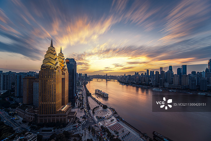 南滨路喜来登日落晚霞图片素材