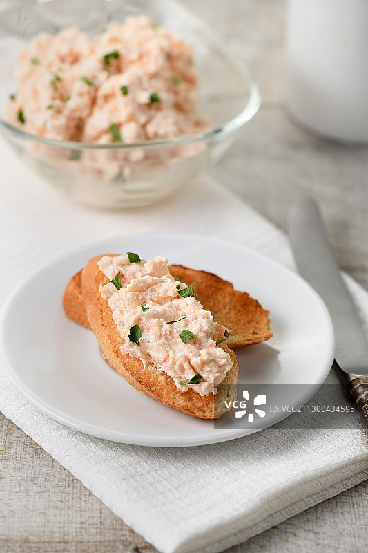 餐盘上的三文鱼酱开胃菜图片素材