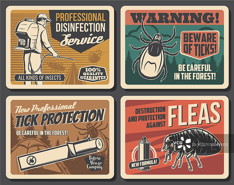 森林蜱虫警告标志跳蚤昆虫害虫防治图片素材