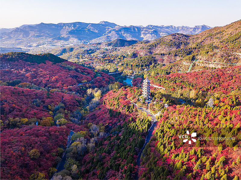 山东济南红叶谷秋景图片素材