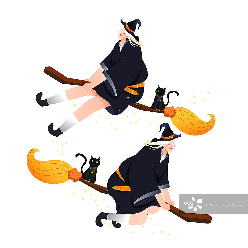 卡通万圣节魔幻魔鬼恶魔女巫儿童南瓜礼包电商邀请好友矢量插画图片素材