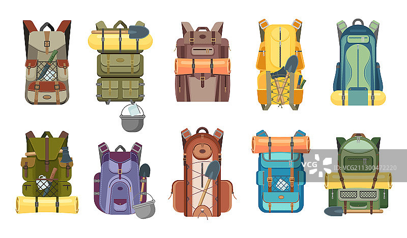 带旅游装备的背包或帆布背包图标图片素材