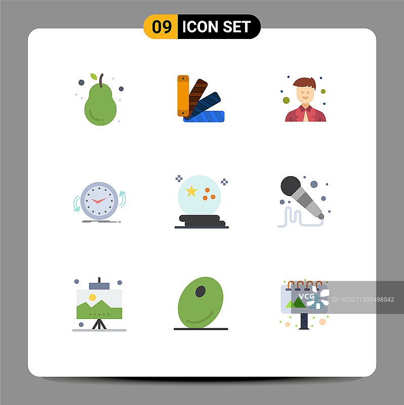 包装9个现代平面颜色的标志和符号图片素材