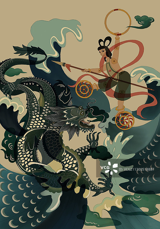 哪吒闹海图片素材