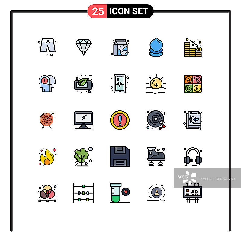 用户界面包25基本填充线平图片素材