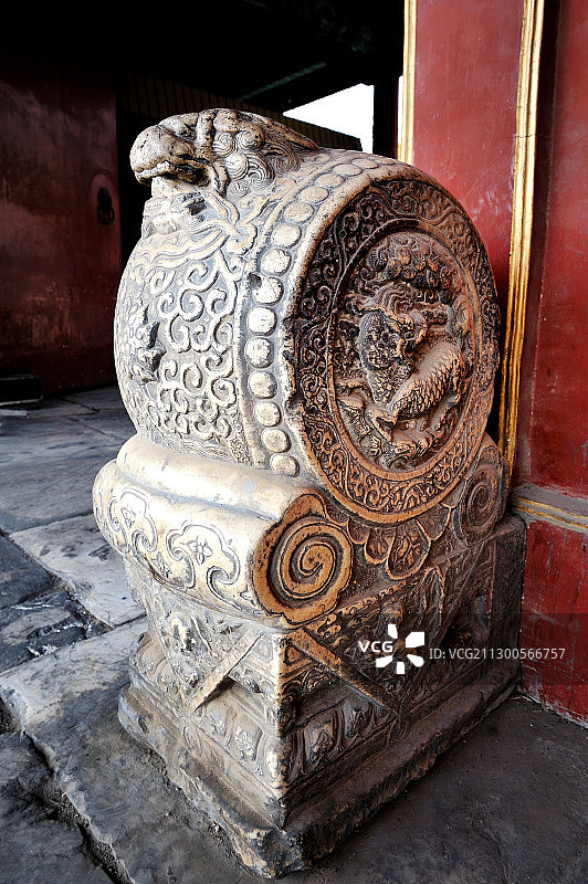 北京胡同里的门墩图片素材