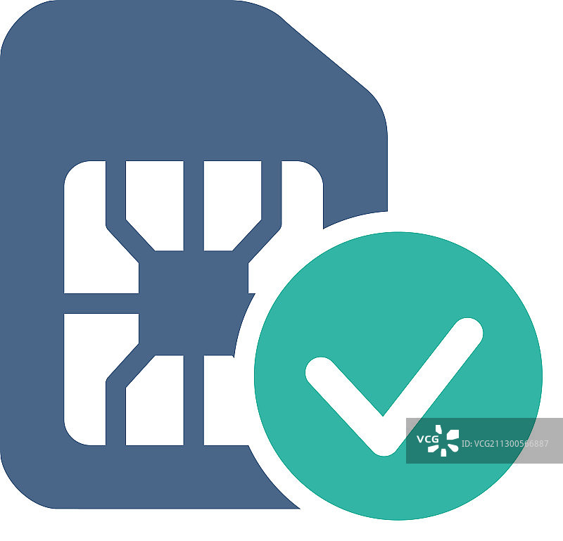 SIM卡检查已批准电话号码扁平图标图片素材