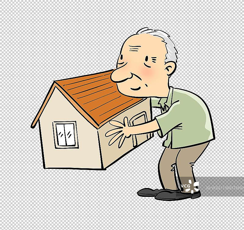 抱着房子的老人图片素材