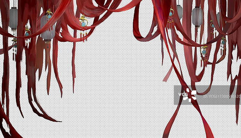 古风红绸带图片素材