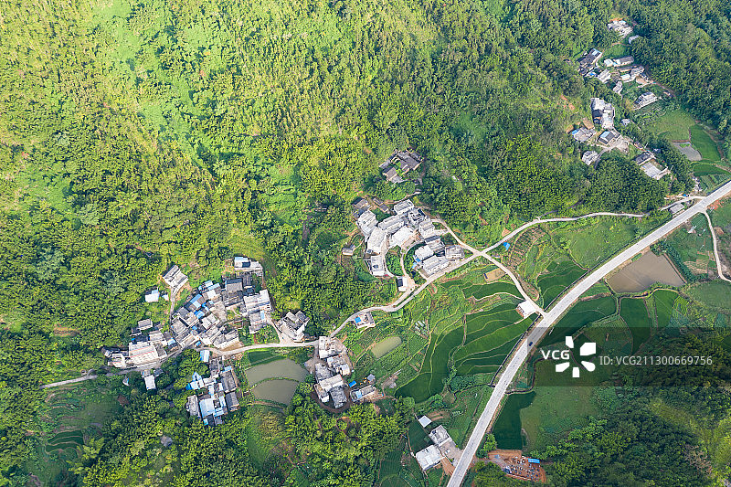 梧州市岑溪南渡乡村风光航拍图片素材