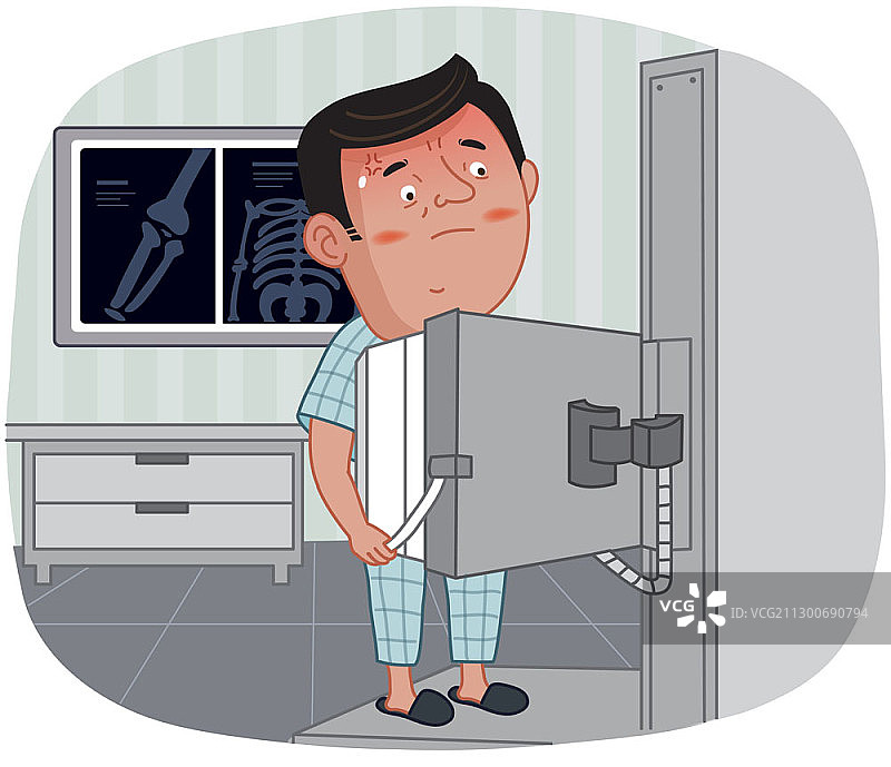 男人X光扫描插画图片素材