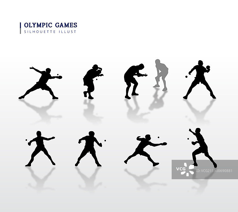 乒乓球运动员剪影矢量图图片素材