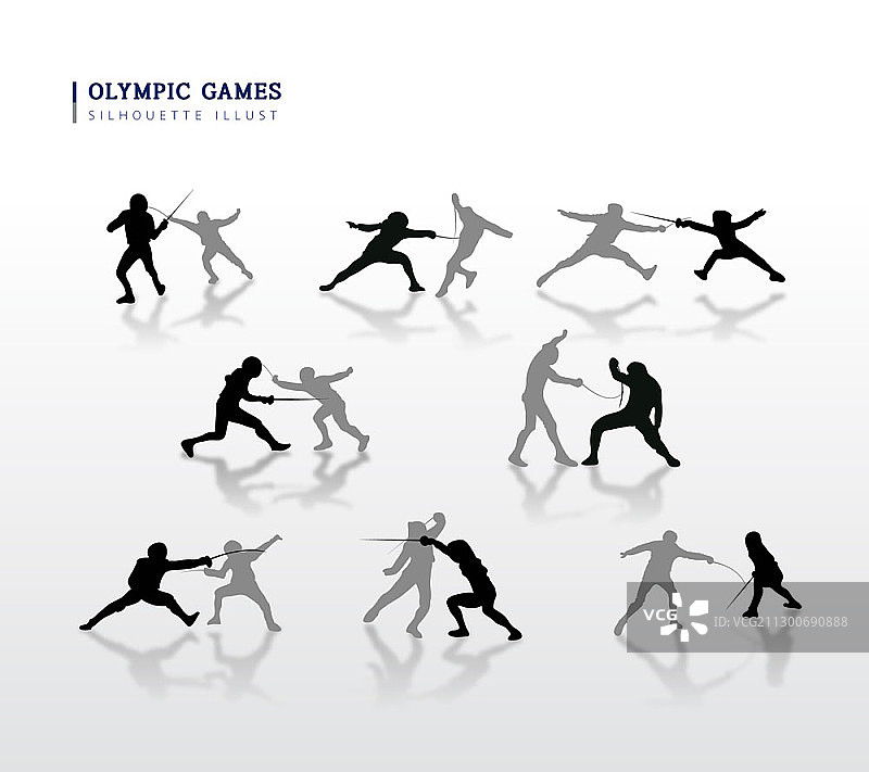 击剑人物剪影矢量图图片素材