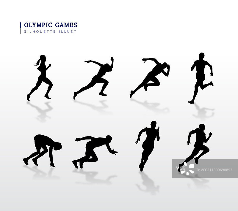 跑步者剪影矢量图图片素材