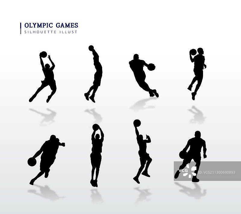 篮球运动员剪影矢量插画图片素材