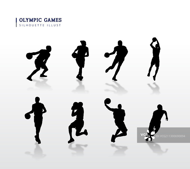 篮球运动员剪影矢量插画图片素材