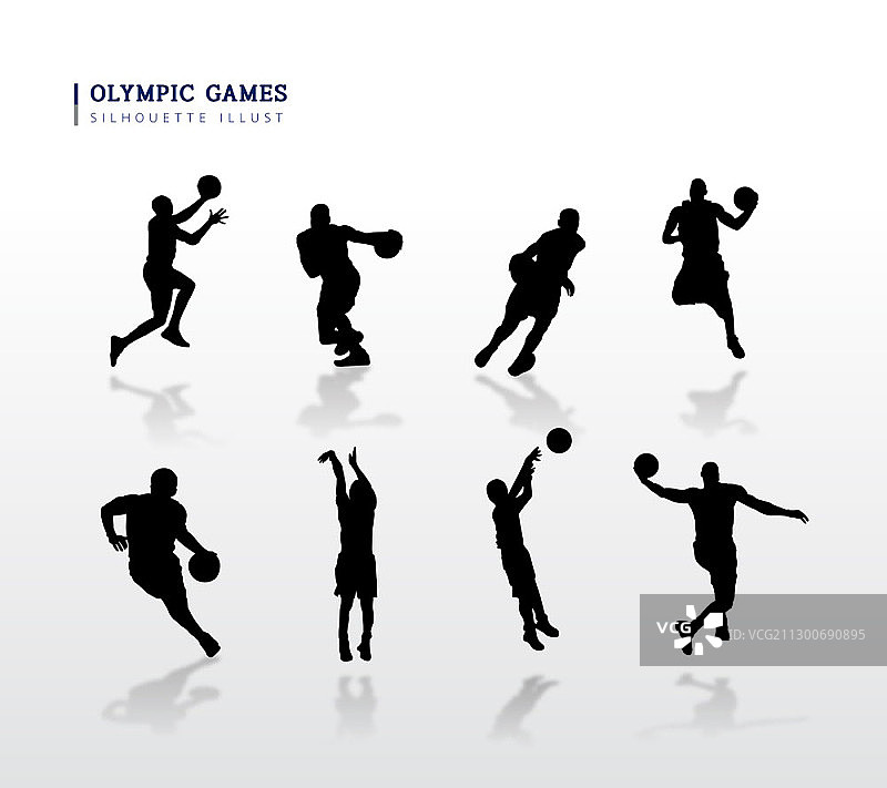 篮球运动员剪影矢量插画图片素材