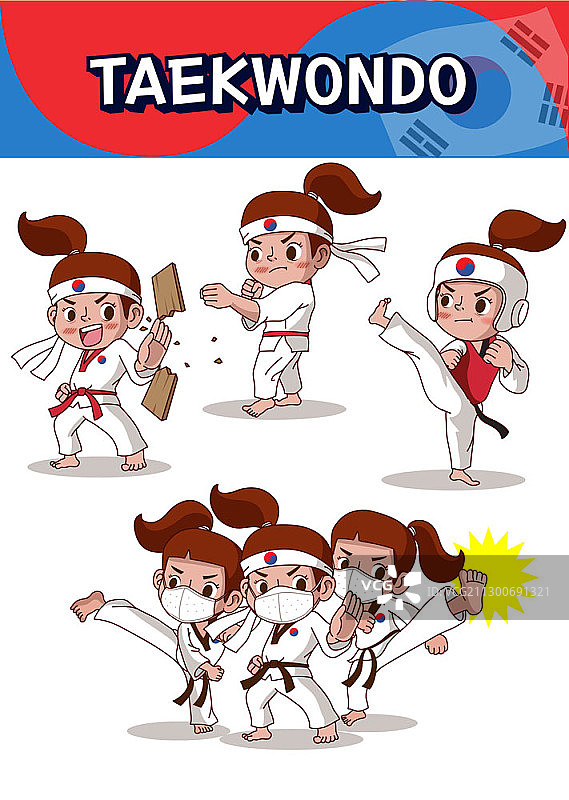 男女跆拳道矢量图图片素材