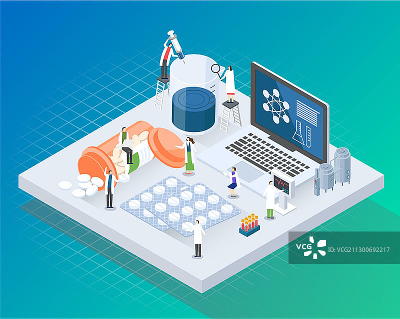 2.5D矢量插画医学研究图片素材
