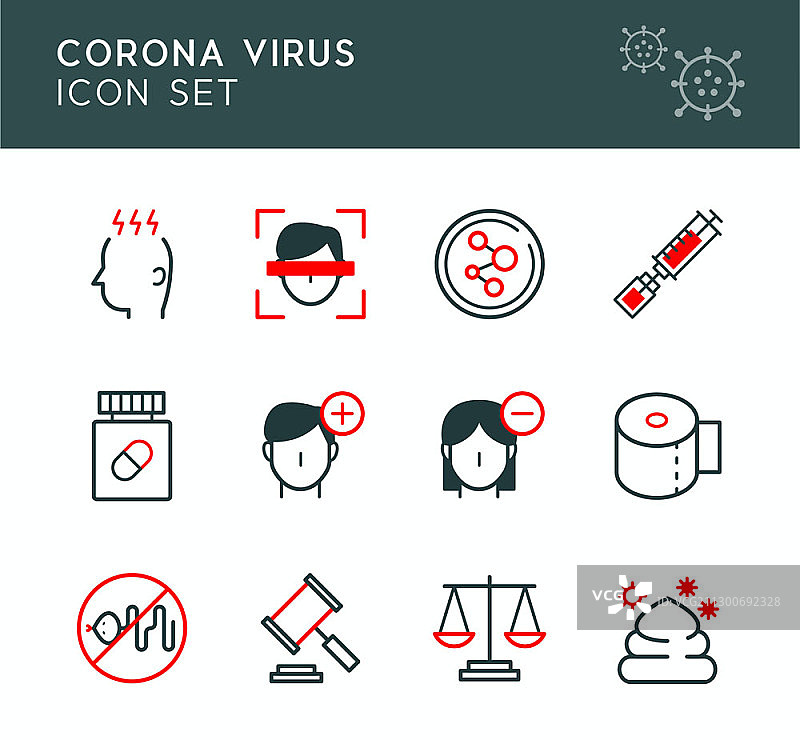 新冠病毒矢量图标集图片素材