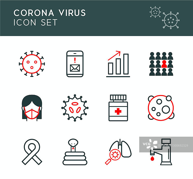 新冠病毒矢量图标集图片素材