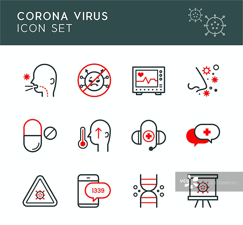 新冠病毒矢量图标集图片素材