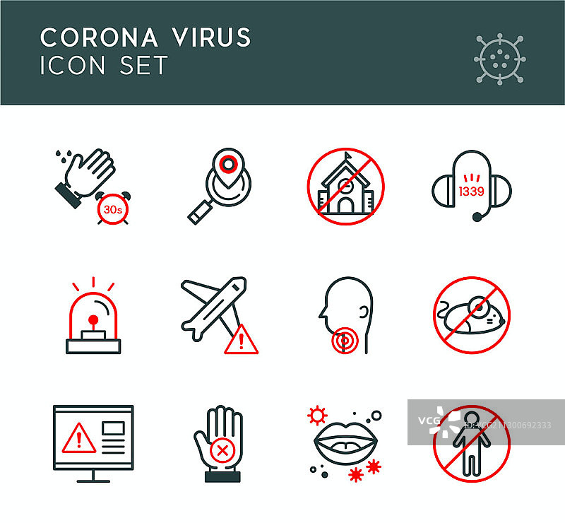 新冠病毒矢量图标集图片素材
