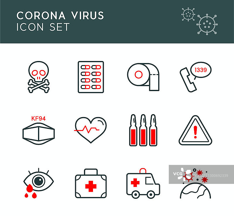 新冠病毒矢量图标集图片素材