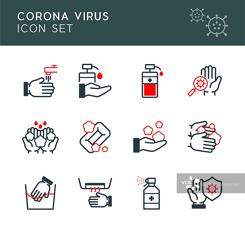 新冠病毒矢量图标集图片素材