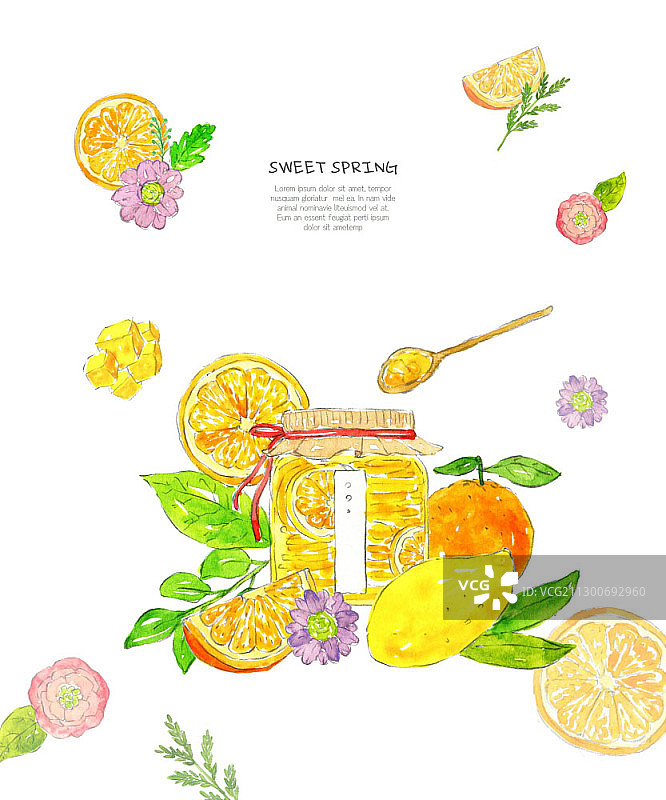 芒果橙草本叶和橙子蜜饯图片素材