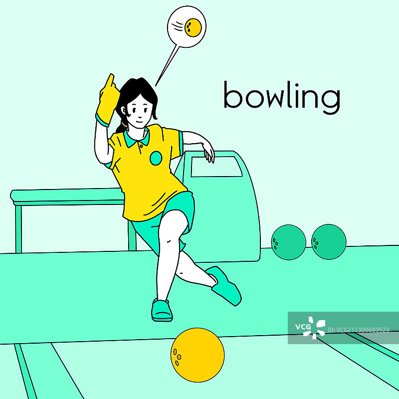 女人在保龄球馆打保龄球图片素材