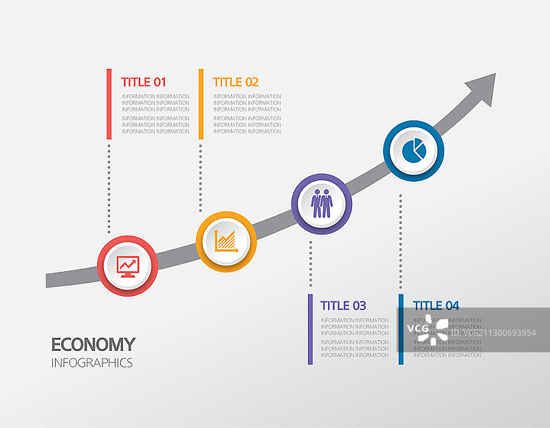 具有向上增长趋势的商务信息图表模板图片素材