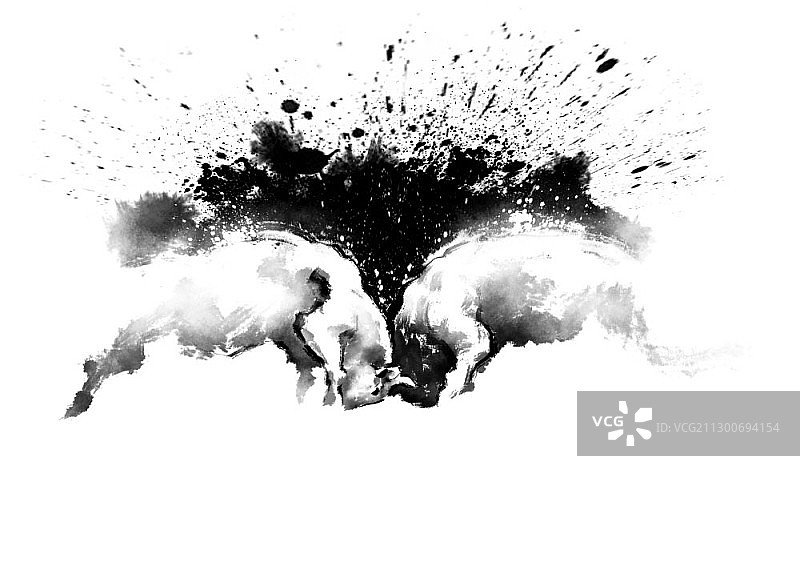 水墨风斗牛图片素材