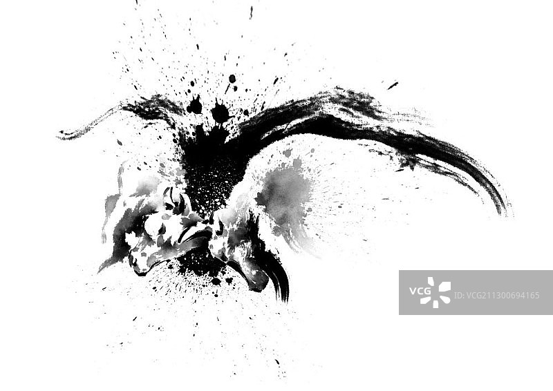 水墨风斗牛图片素材