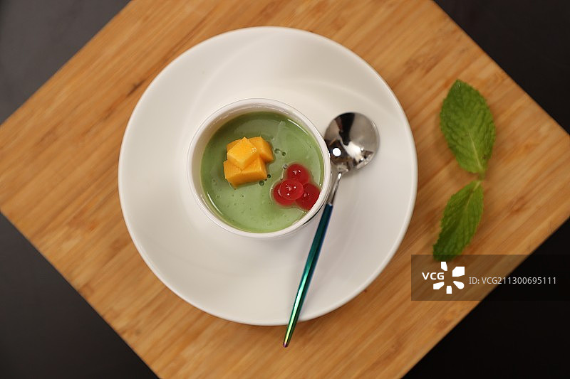 珍珠抹茶布丁图片素材