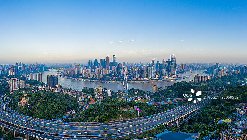 晚霞重庆渝中半岛全景图片素材