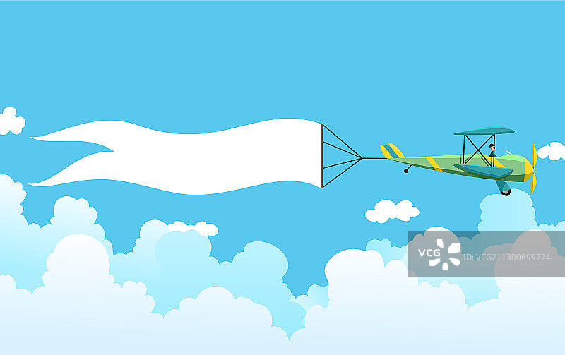 复古横幅双翼飞机图片素材
