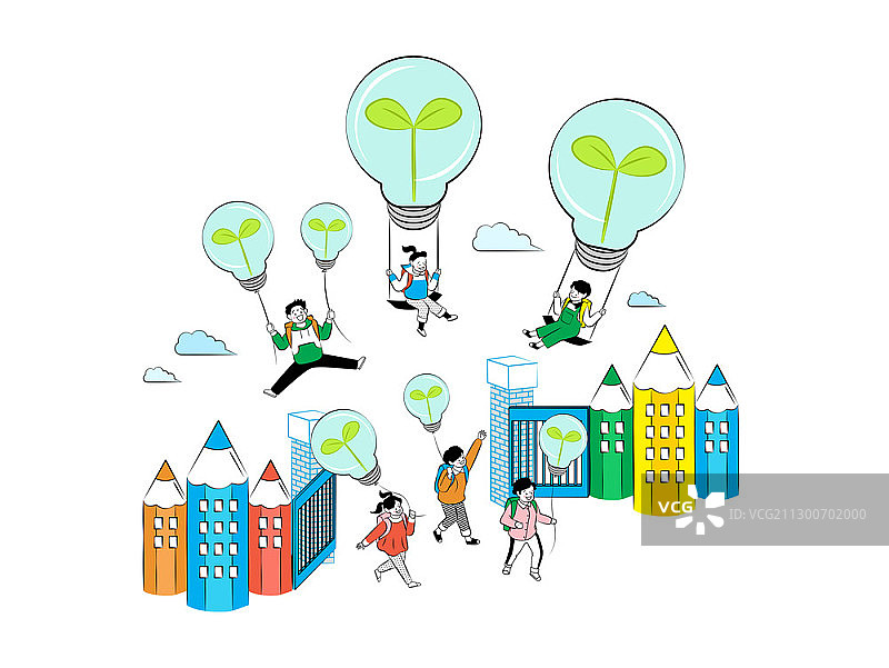 校园欢乐瞬间矢量插画图片素材