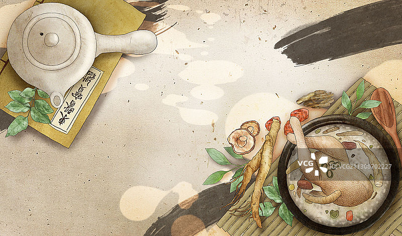 滋补参鸡汤图片素材