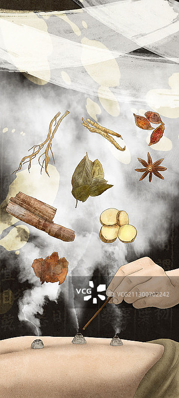 艾灸疗法与东方医学材料图片素材