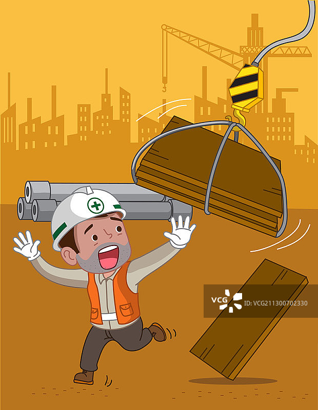 因施工现场设备疏忽可能导致受伤的危险情况图片素材