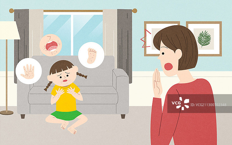 患有手足口病的女孩图片素材